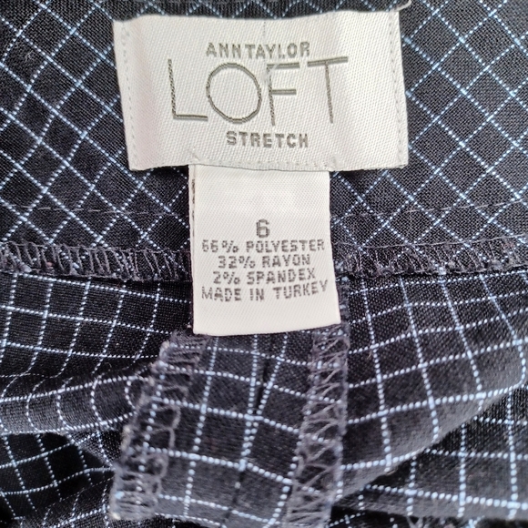 Ann Taylor Loft stretch black and light blue, checkered straight leg trousers - Picture 10 of 10